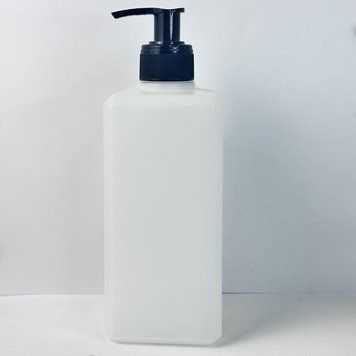 Пластиковый (HDPE) прозрачный флакон &laquo;Квадрат&raquo; 500 мл стандарта 28/410 с черным ребристым дозатором 2805944+2900002 фото