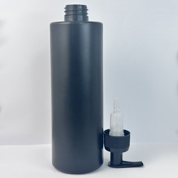 Пластиковый (HDPE) черный флакон &laquo;Астра&raquo; 400 мл стандарта 28/410 с черным ребристым дозатором 2823145-03+2900002 фото