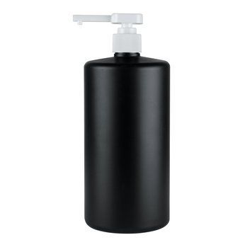 Пластиковий (HDPE) чорний флакон Астра 1000 мл стандарту 28/410 з білим дозатором &ndash; помпою 2805946-03+2905928 фото
