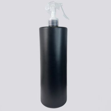 Пластиковий (HDPE) чорний високий флакон "Астра" 1000 мл стандарту 28/410 з напівпрозорим косметичним тригером 2805945-03+2905927 фото