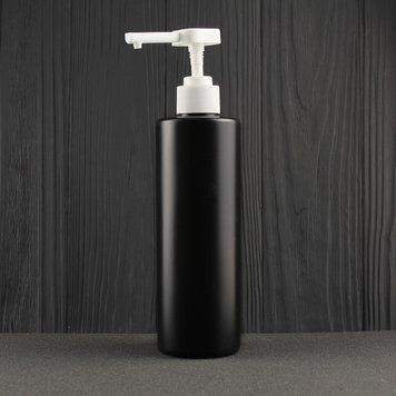 Пластиковый HDPE черный флакон "Астра" 400 мл стандарта 28/410 с белым дозатором &ndash; помпой 2823145-03+2905928 фото