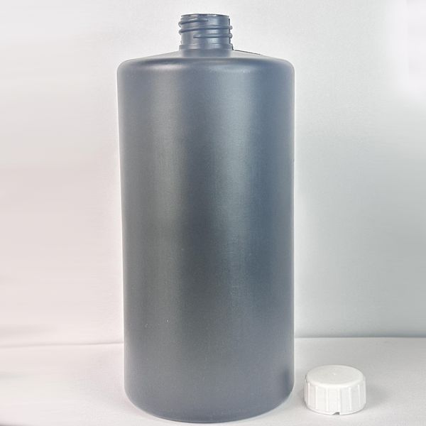 Пластиковий (HDPE) чорний флакон "Астра" 1000 мл стандарту 28/410 з білою кришкою з КПВ 2805946-03+2900006 фото
