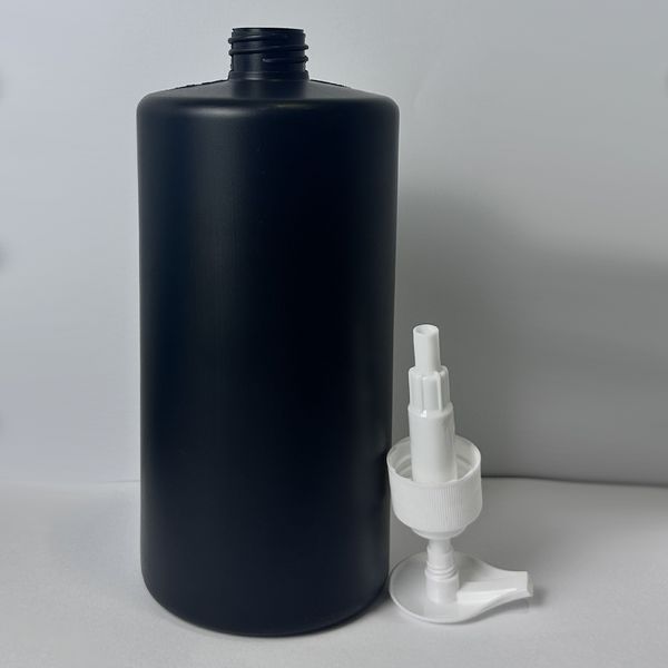 Пластиковый (HDPE) черный флакон &laquo;Астра&raquo; 1000 мл стандарта 28/410 с белым дозатором 2805946-03+2904957-01 фото